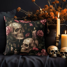 Almofada Gothic Skull & Roses – Dark Romantic