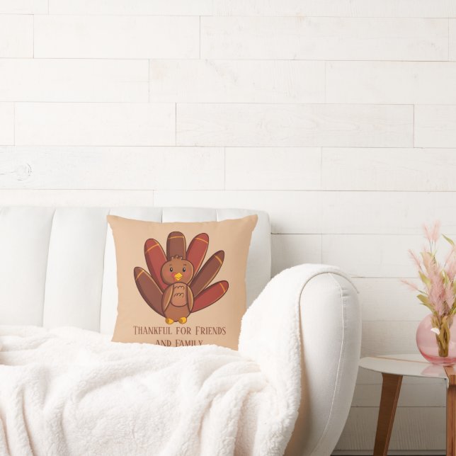 Almofada Graças aos Amigos e à Família adicione texto peru (Sofá)