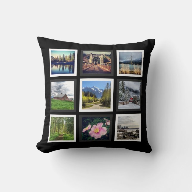 Almofada Grade branca e cinzenta preta da foto (Frente)