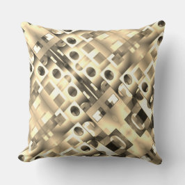 Almofada Gradiente bege de quadrados e retângulos com orifí