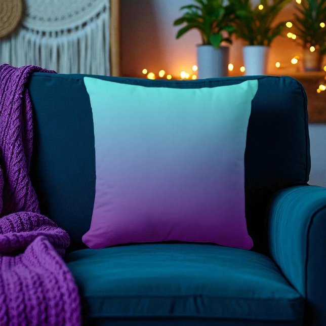 Almofada Gradiente de Fundo Simples Turquesa Azul Roxo (Criador carregado)