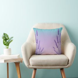 Almofada Gradiente de lavanda aquática com flores Lavandas