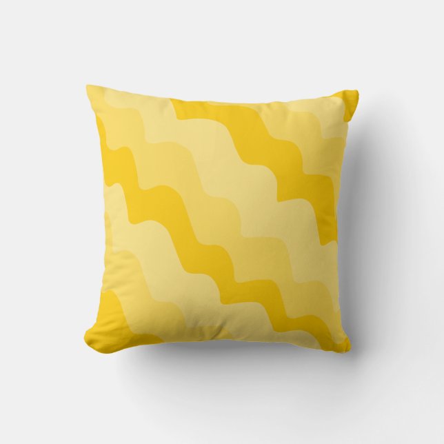 Almofada Gradiente de ondas amarelas do oceano (Frente)