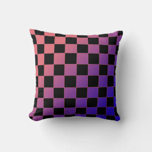 Almofada Gradiente Moderno Roxo Rosa Xadrez