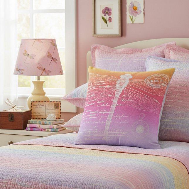 Almofada Gradiente pastel de Dragonfly (Criador carregado)