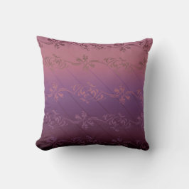 Almofada Gradiente Rosa Roxo Listrado Padrão de Folha Flora