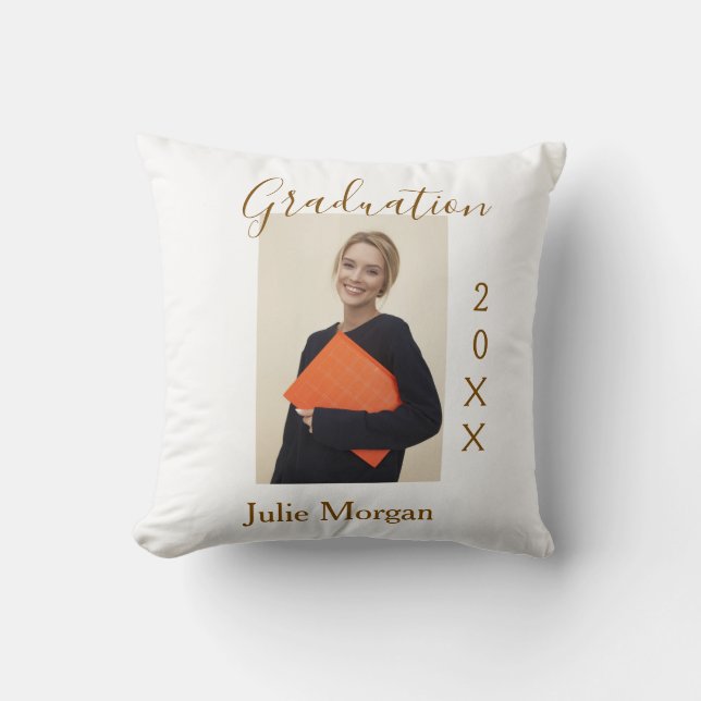 Almofada Graduation photo brown golden year 20XX namesimple (Frente)