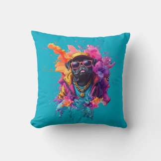 Almofada "Graffiti Pug Throw Pillow – Urban Street Art Dog 