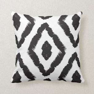 Almofada Gráfico abstrato preto e branco moderno de Ikat