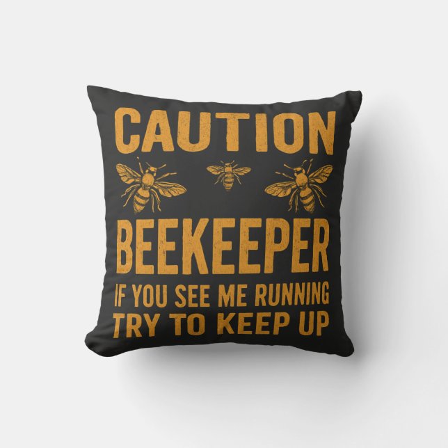 Almofada Gráfico De Beekeeper De Precaução Im Um Beekeeper  (Frente)
