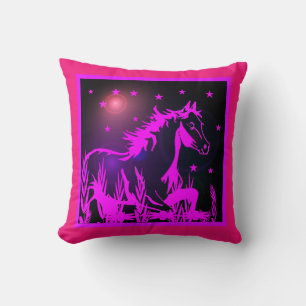 Almofada gráfico de cavalo selvagem, rosa