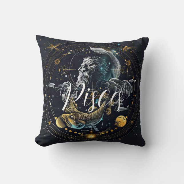 Almofada gráfico de constelação de Peixes 3d (Frente)