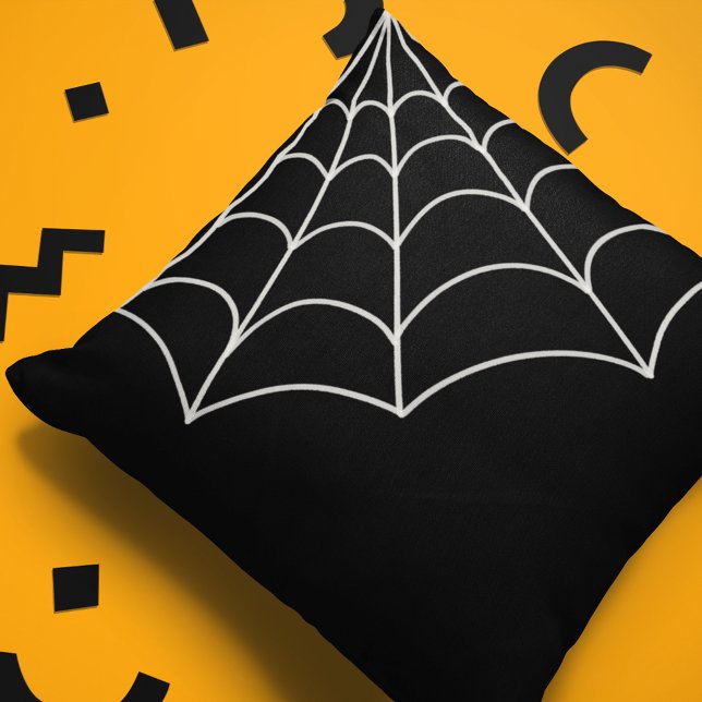 Almofada Gráfico de Teia de Aranha Preto e Branco (Criador carregado)