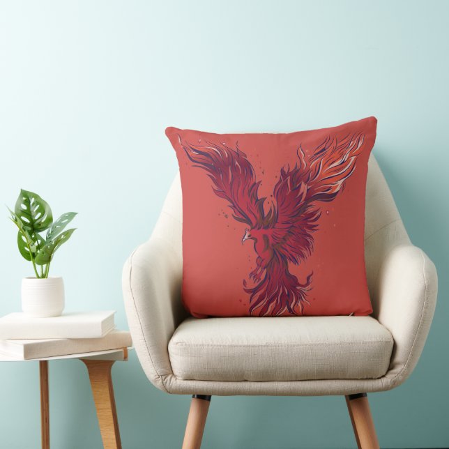 Almofada Gráfico do Pássaro Fênix Vermelho Voador (Cadeira)