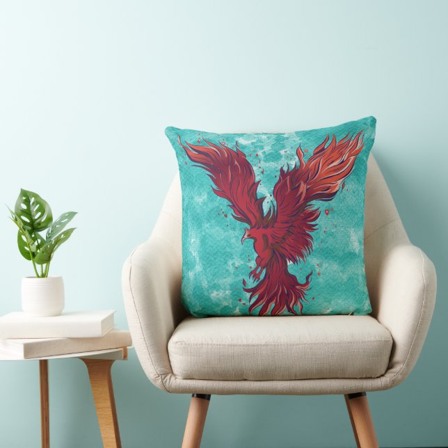 Almofada Gràfico do Pássaro Fênix Vermelho Voador (Cadeira)