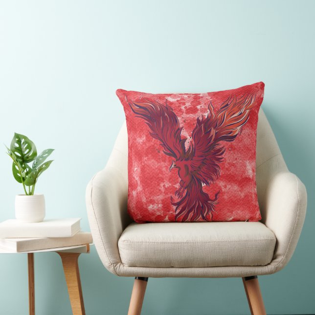 Almofada Gráfico do Pássaro Fenix Vermelho Voador (Cadeira)