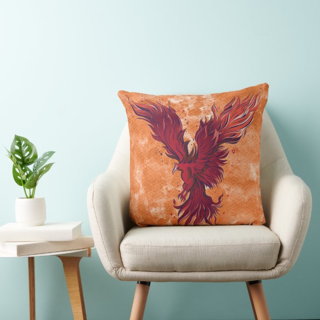 Almofada Gráfico do Pássaro Fenix Vermelho Voador (Cadeira)