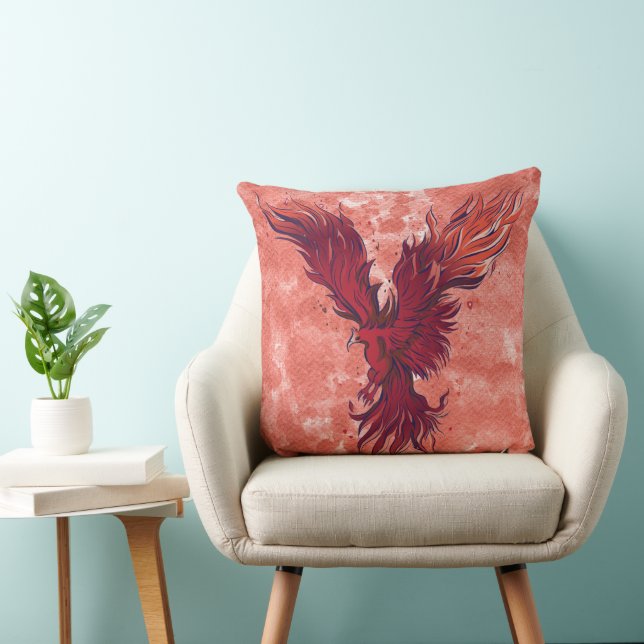 Almofada Gráfico do Pássaro Fenix Vermelho Voador (Cadeira)