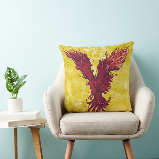 Almofada Gráfico do Pássaro Fenix Vermelho Voador (Cadeira)