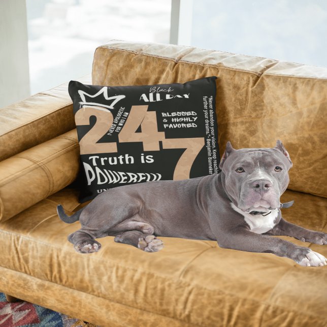 Almofada Gráfico do Slogan Preto 24/7 (Criador carregado)