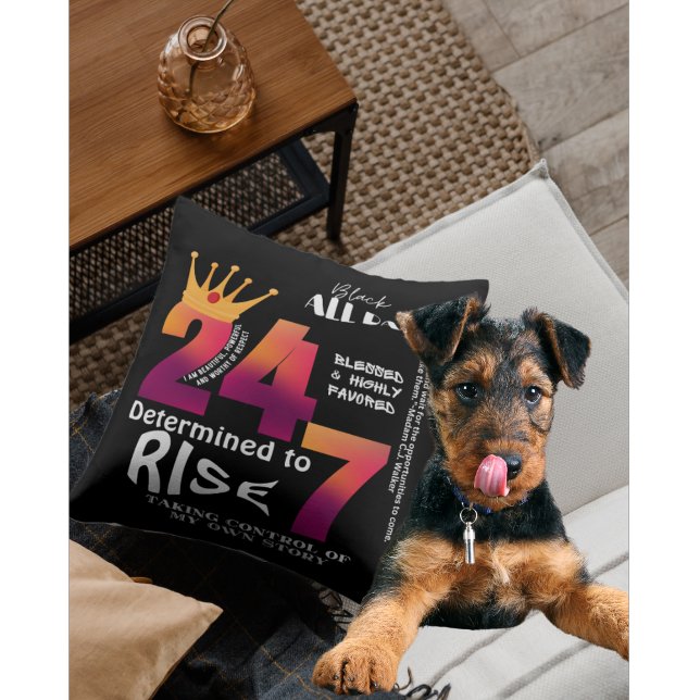 Almofada Gráfico do Slogan Preto 24/7 (Criador carregado)