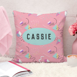 Almofada Gráficos de retorno de imagem rosa divertido 1990s