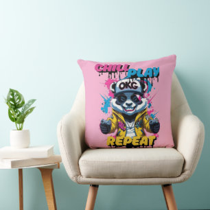 Almofada Grafite Gamer Panda