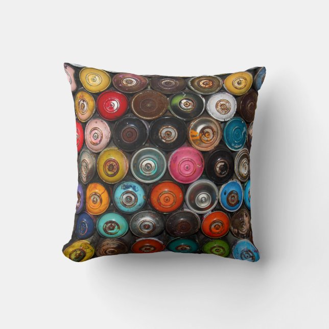 Almofada grafite, latas de tinta, (Frente)