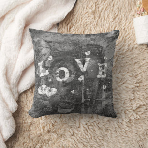 Almofada Grafite Love Grunge Black Silver Faux Crystal