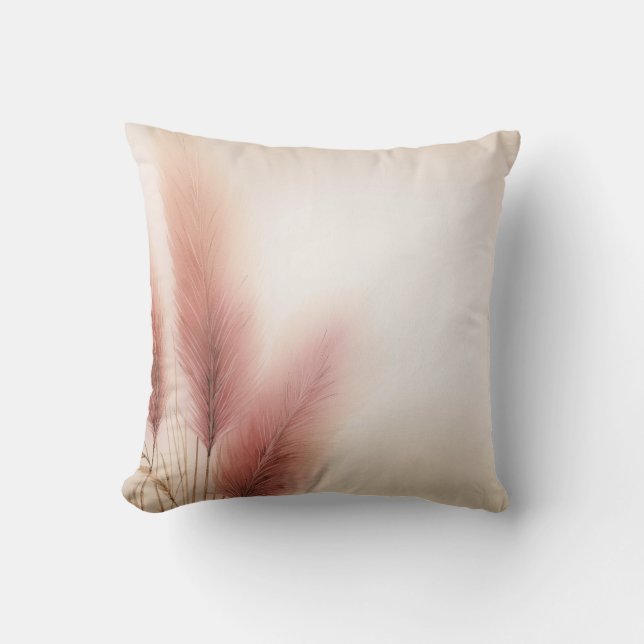 Almofada Grama Pampas Rosa Boêmio Boho (Frente)