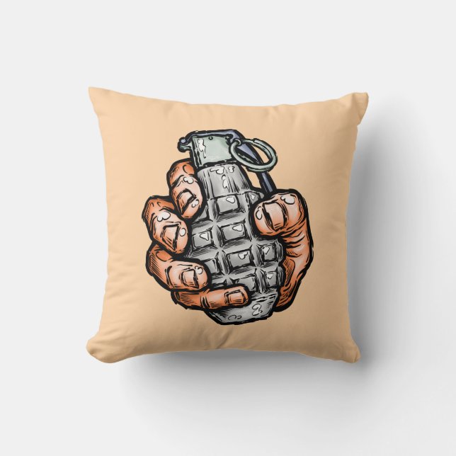 Almofada Granada Mão no Estilo História em quadrinhos (Frente)