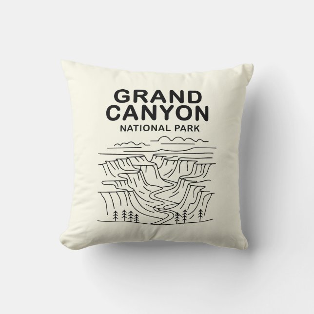 Almofada Grand Canyon National Park Line Art (Frente)