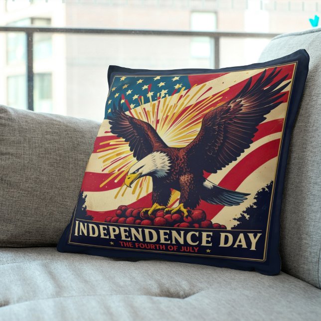 Almofada Grande Celebração: Travesseiro da Águia do Dia da  (Grand Celebration: Independence Day Eagle Pillow!
I Unleash the Spirit of Freedom!)