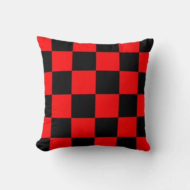 Almofada Grande Checkered - preto e vermelho (Frente)