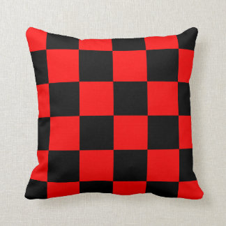 Almofada Grande Checkered - preto e vermelho