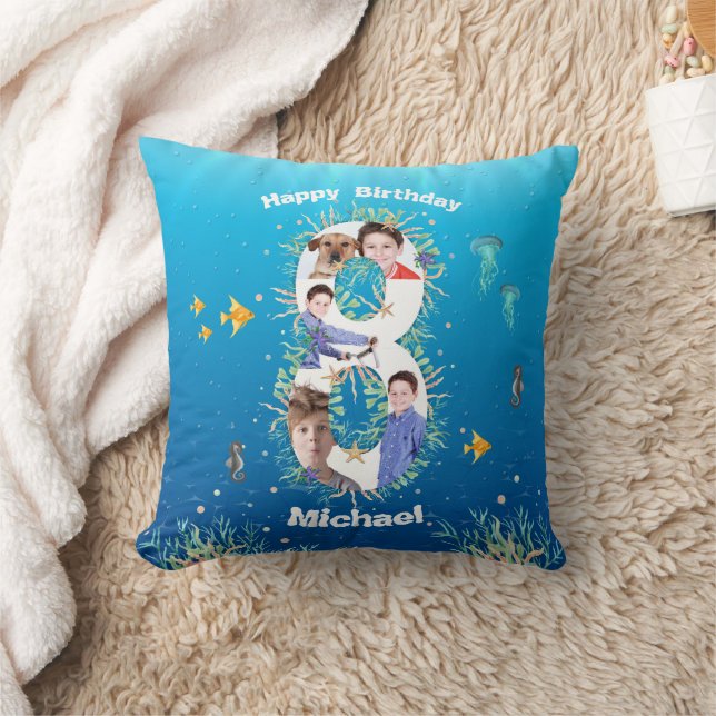 Almofada Grande Colagem De Fotos De Aniversário Do 8º Anive (Cobertor)