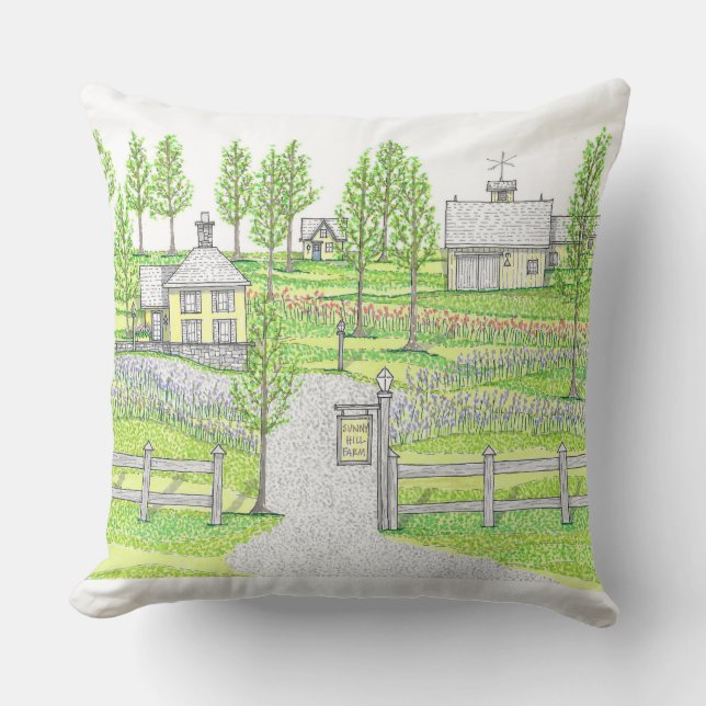 Almofada Grande da Sunny Hill Farm com Amarelo (Frente)
