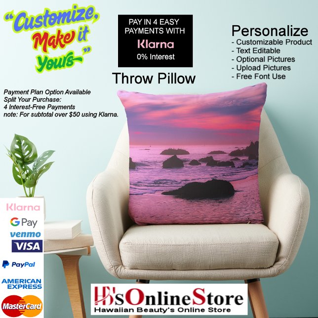 Almofada Grande de Tecido Sintético Sunset Beach 4 (Sunset Beach Polyester Large Throw Pillow 16.)