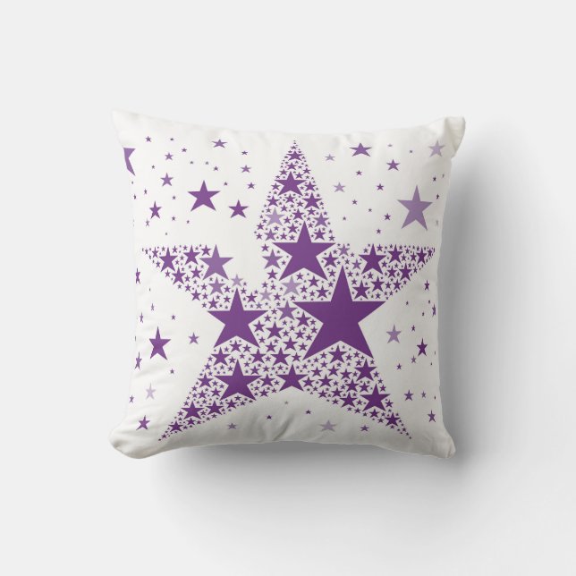 Almofada Grande Estrela feita de Pequenas Estrelas em Púrpu (Frente)