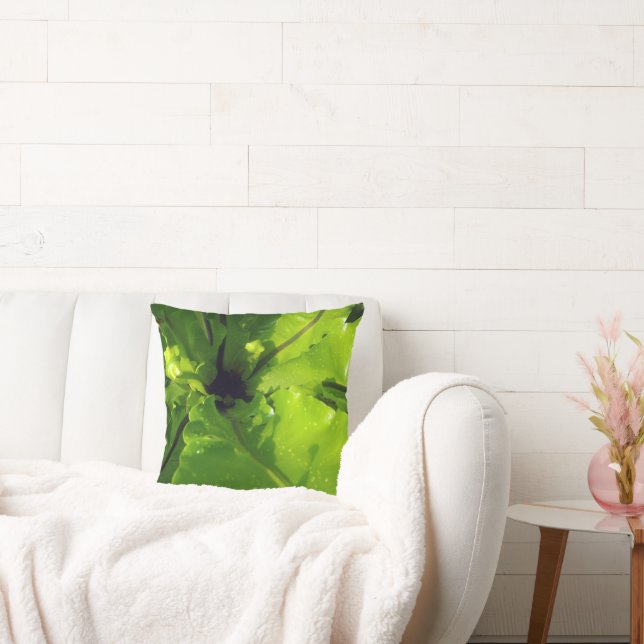 Almofada Grande Folha Verde, (Sofá)