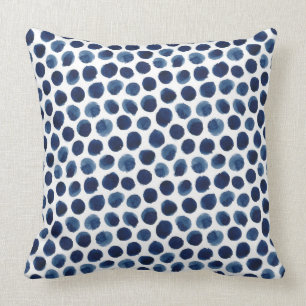 Almofada Grande índigo/teste padrão de bolinhas azul da