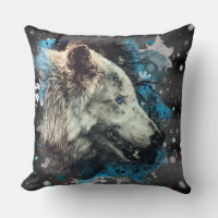 *~* Grande Lobo Totem Azul Abstrato poliéster Boho