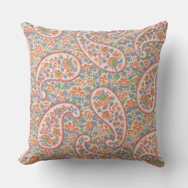 Almofada Grande Paisley, Travesseiro decorativo das Flores  (Frente)