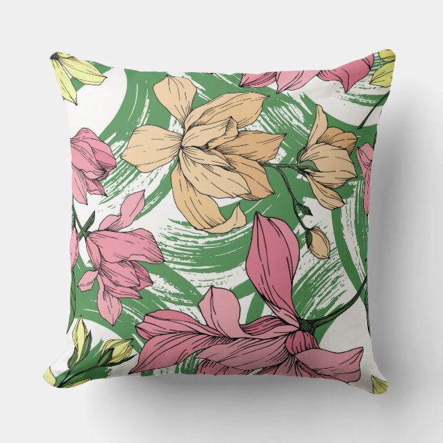Almofada Grande pincel pintando verde-fundo Magnolia (Frente)