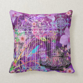 Almofada Grande travesseiro decorativo, violeta, gaiola de