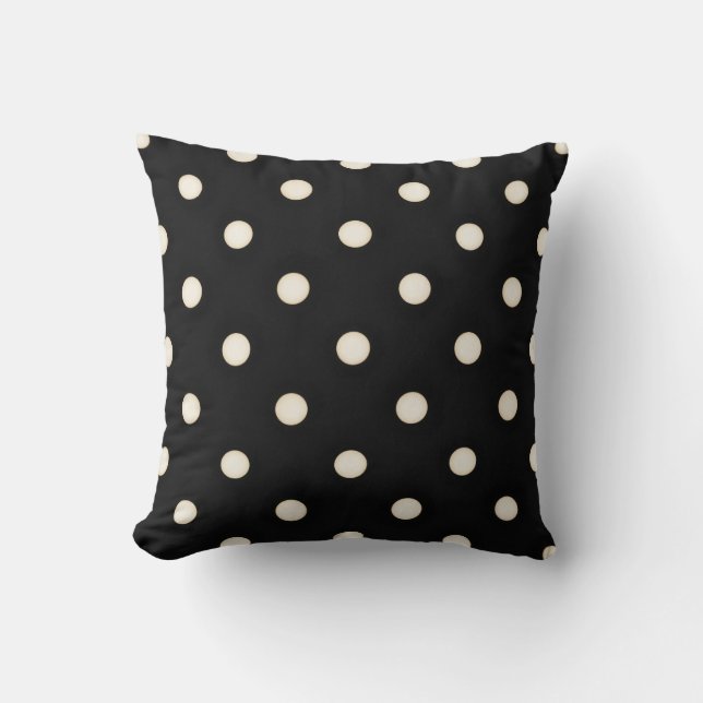 Almofada Grandes Bolinhas Antigo Branco e Preto (Frente)