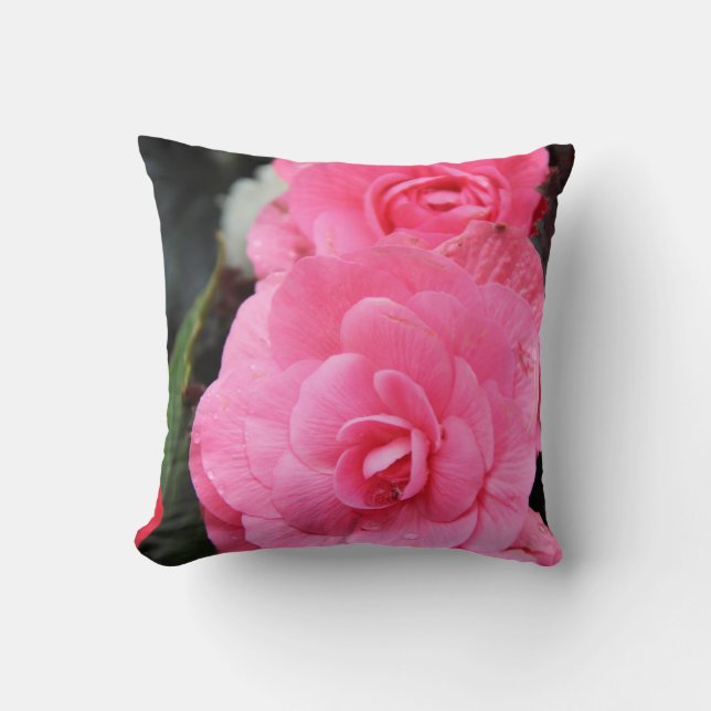 Almofada Grandes flores cor-de-rosa no poster de primavera (Frente)