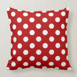 Almofada Grandes pontos retros - vermelho e branco