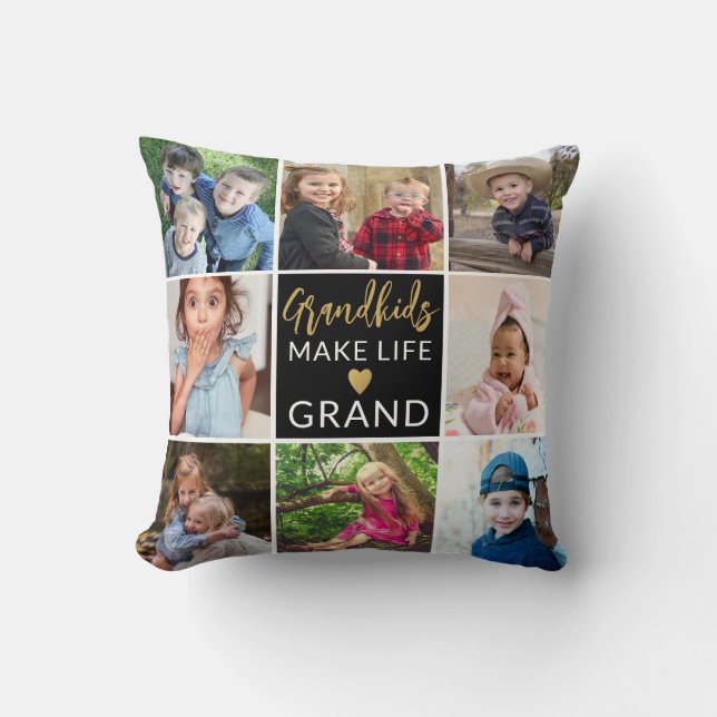 Almofada Grandkids Make Life Grand 9 Photo Collage  (Frente)