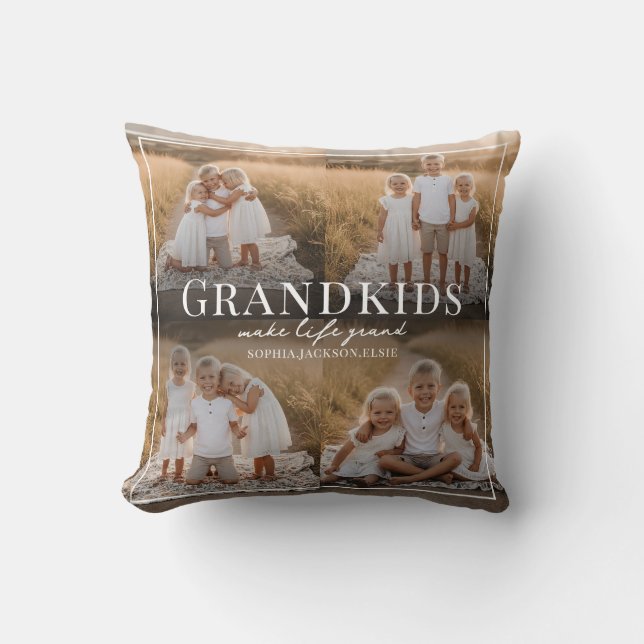 Almofada Grandkids Make Life Grand Grandparent Gift Photo (Frente)